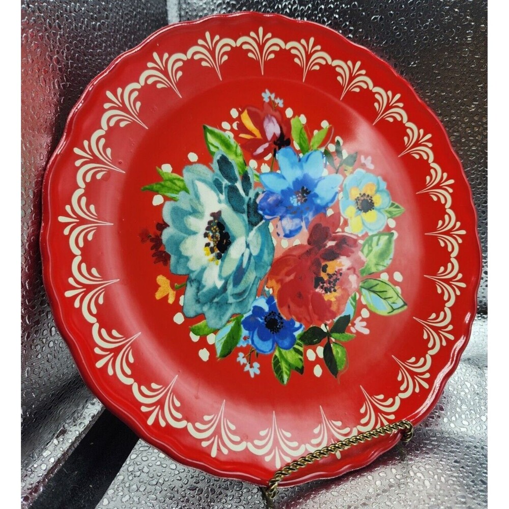 The Pioneer Woman Melody Red Floral Dessert/Salad/Small Plate (Set of 5) 8.5" - Picture 8 of 16